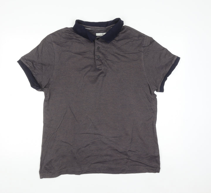 Jasper Conran Men's Brown Cotton Short Sleeve Polo Shirt L