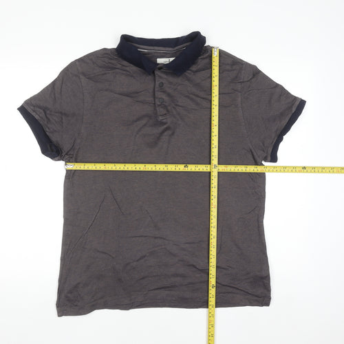 Jasper Conran Men's Brown Cotton Short Sleeve Polo Shirt L