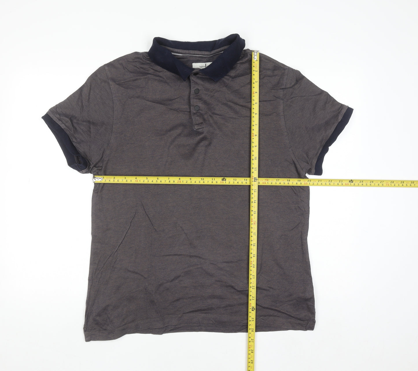 Jasper Conran Men's Brown Cotton Short Sleeve Polo Shirt L