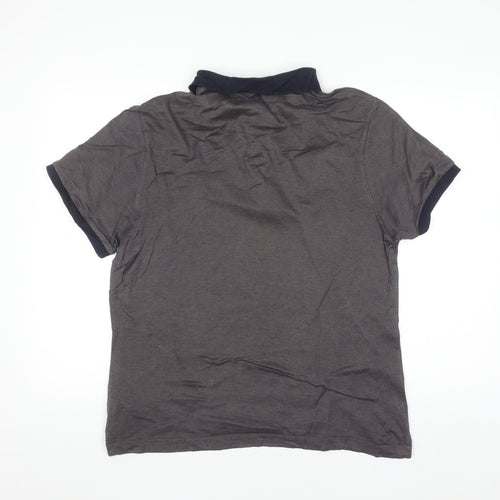Jasper Conran Men's Brown Cotton Short Sleeve Polo Shirt L