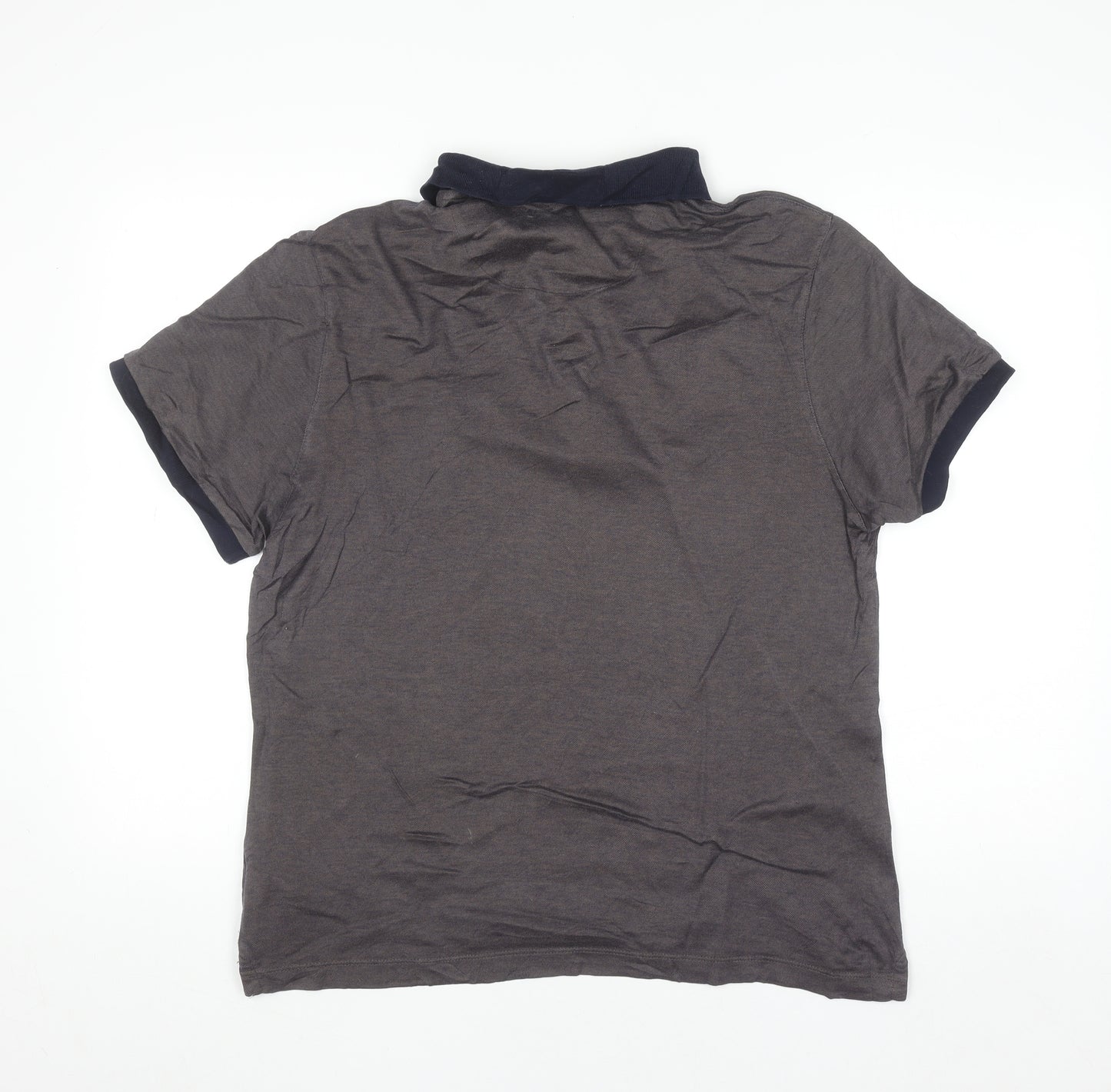 Jasper Conran Men's Brown Cotton Short Sleeve Polo Shirt L