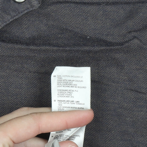 Jasper Conran Men's Brown Cotton Short Sleeve Polo Shirt L