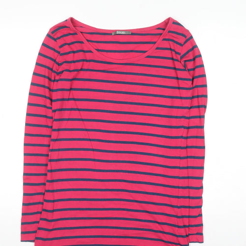 South Women's Pink Striped Long Sleeve Basic T-Shirt Size 12