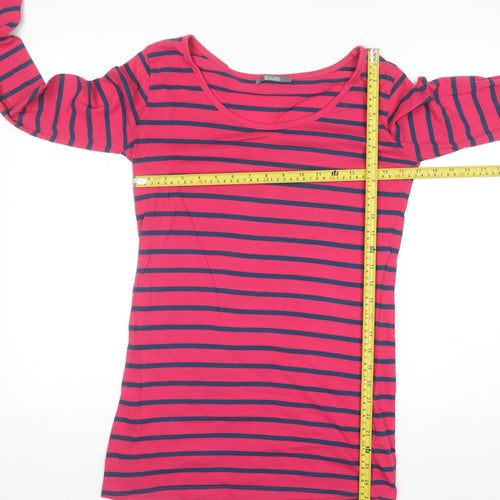 South Women's Pink Striped Long Sleeve Basic T-Shirt Size 12
