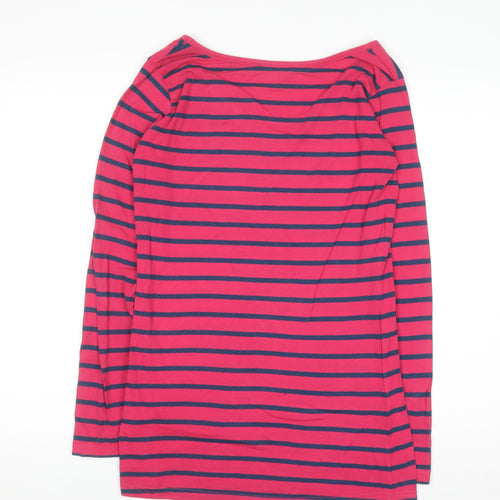 South Women's Pink Striped Long Sleeve Basic T-Shirt Size 12