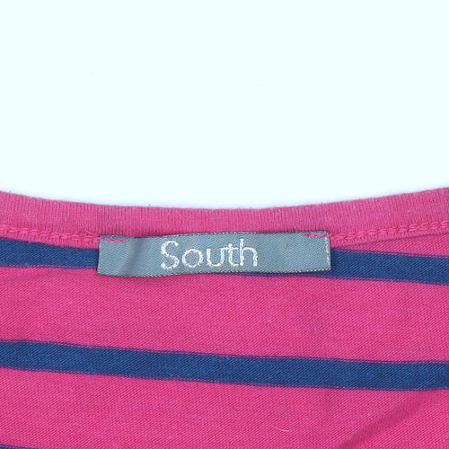 South Women's Pink Striped Long Sleeve Basic T-Shirt Size 12
