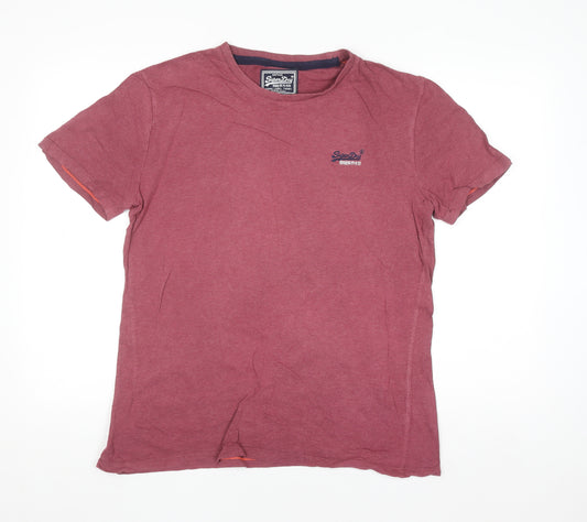 Superdry Men’s Burgundy Vintage Orange Label Cotton T-Shirt Size L
