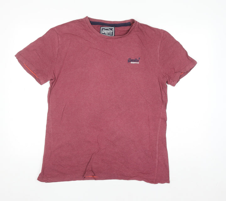 Superdry Men’s Burgundy Vintage Orange Label Cotton T-Shirt Size L