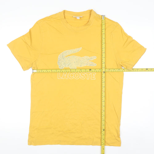 Lacoste Men's Yellow Regular Fit Logo Cotton T-Shirt Size L