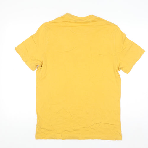 Lacoste Men's Yellow Regular Fit Logo Cotton T-Shirt Size L
