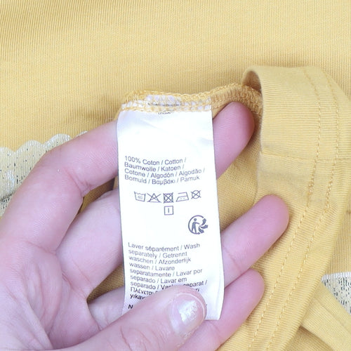 Lacoste Men's Yellow Regular Fit Logo Cotton T-Shirt Size L