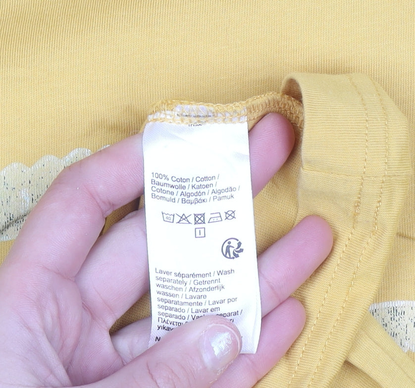 Lacoste Men's Yellow Regular Fit Logo Cotton T-Shirt Size L