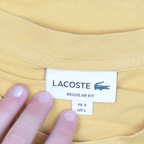 Lacoste Men's Yellow Regular Fit Logo Cotton T-Shirt Size L