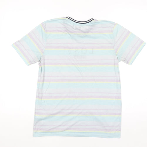 Topman Men's Multicoloured Striped Graphic T-Shirt XS Crew Neck Polyester
