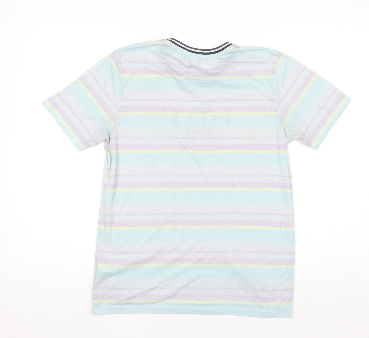 Topman Men's Multicoloured Striped Graphic T-Shirt XS Crew Neck Polyester