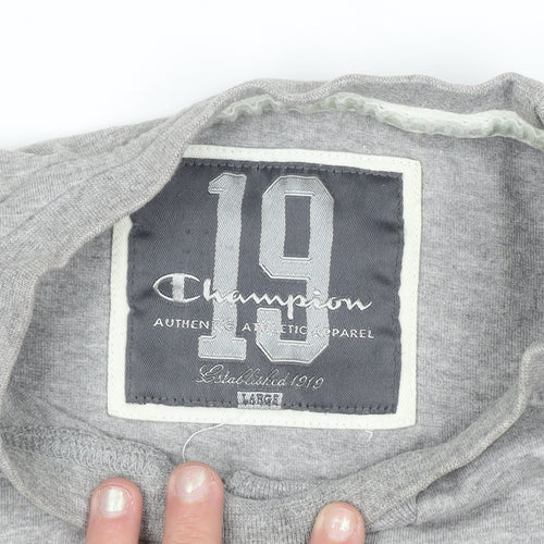 Champion Men's Grey Crew Neck Graphic Print T-Shirt Size L