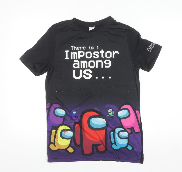 Among Us Boys Black Graphic Short Sleeve T-Shirt 13-14 Years