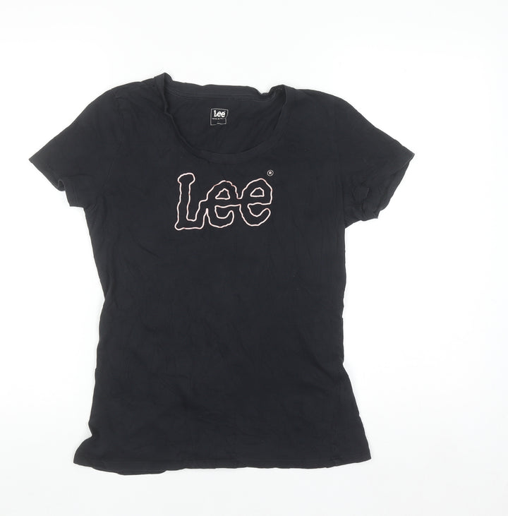 Lee Women’s Black Cotton T-Shirt S Classic Short Sleeve Top