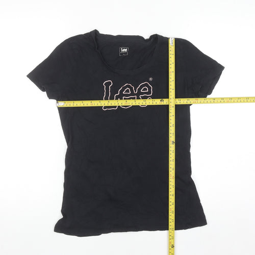 Lee Women’s Black Cotton T-Shirt S Classic Short Sleeve Top