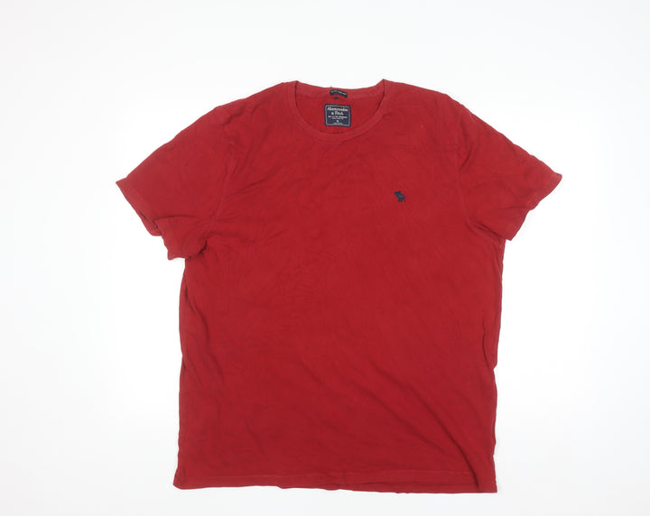 Abercrombie & Fitch Men's Red XL Crew Neck Cotton T-Shirt