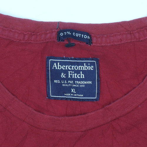 Abercrombie & Fitch Men's Red XL Crew Neck Cotton T-Shirt