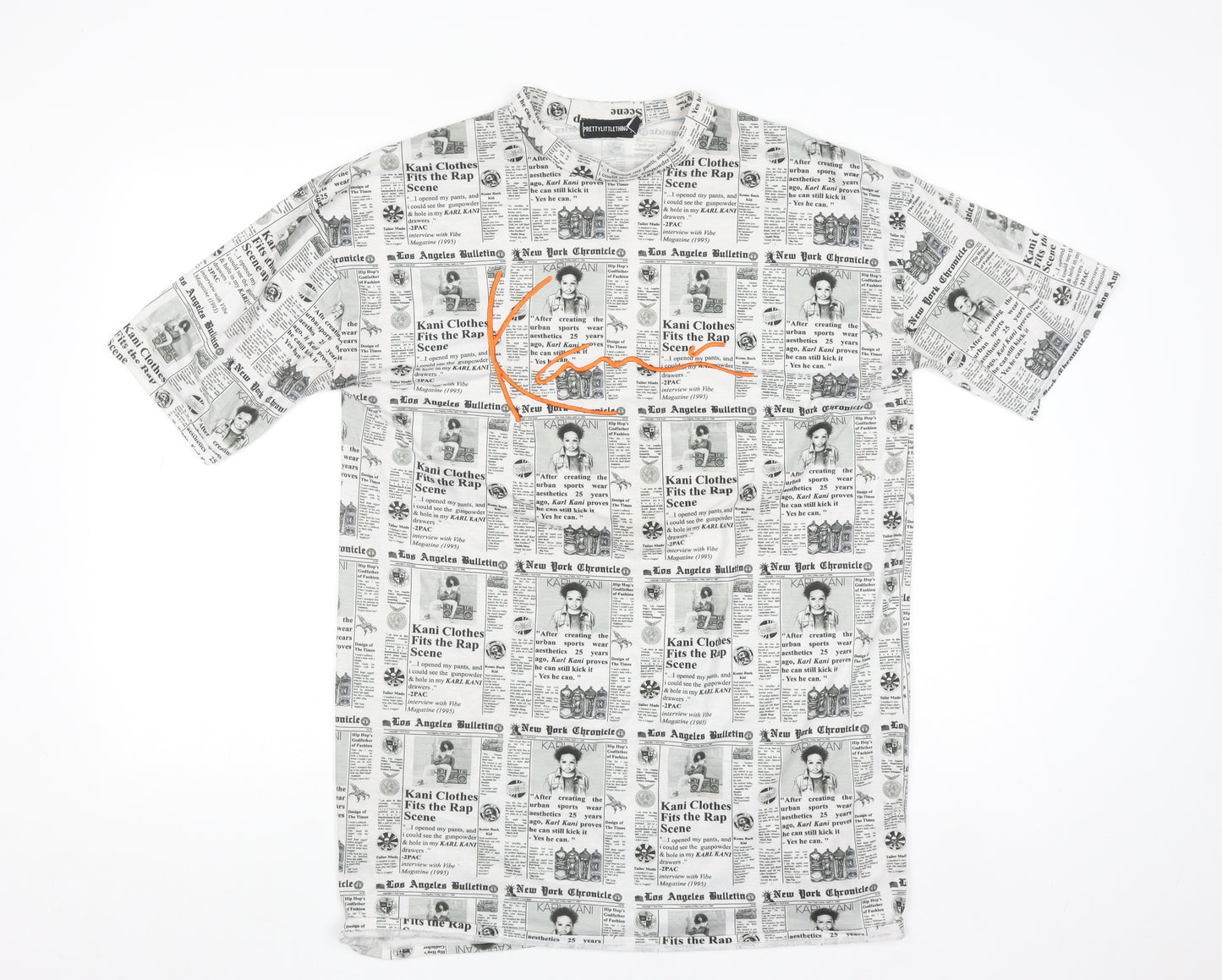 PrettyLittleThing Men’s Black & White Graphic Print Crew Neck T-Shirt XS