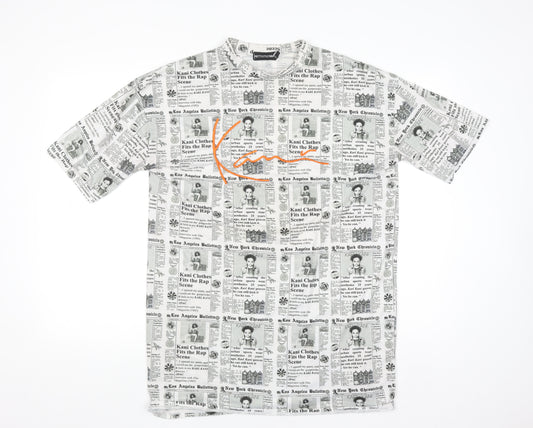 PrettyLittleThing Men’s Black & White Graphic Print Crew Neck T-Shirt XS