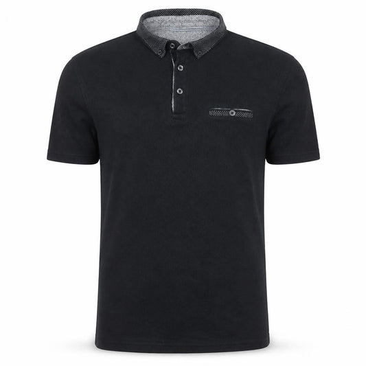 Front view of Burton Menswear London Black Short Sleeve Polo Shirt M Regular Fit