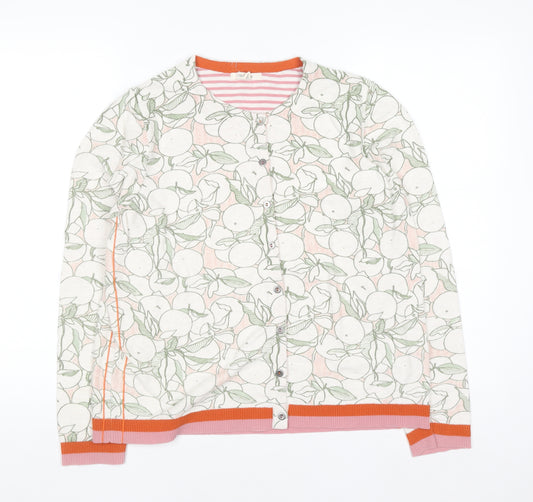 White Stuff Women's Multicoloured Floral Cotton Cardigan UK 16