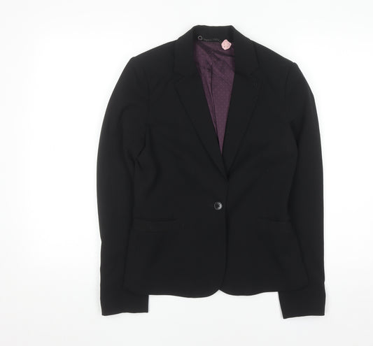 Jigsaw Women Black Single-Breasted Blazer UK 8 Classic Fit