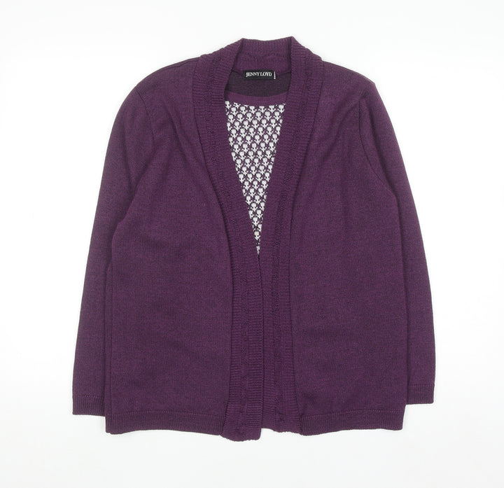 Jenny Loyd Womens Purple Knit Long Sleeve Open Cardigan M