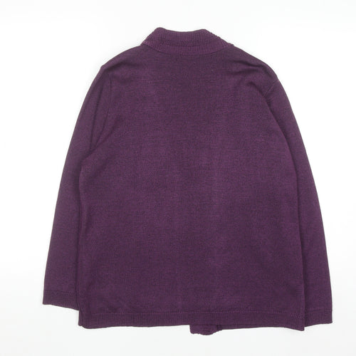 Jenny Loyd Womens Purple Knit Long Sleeve Open Cardigan M