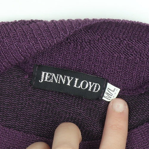 Jenny Loyd Womens Purple Knit Long Sleeve Open Cardigan M