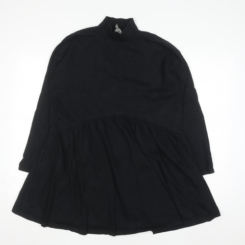 ASOS Women Black Size 12 Shift Dress Long Sleeve High Neck