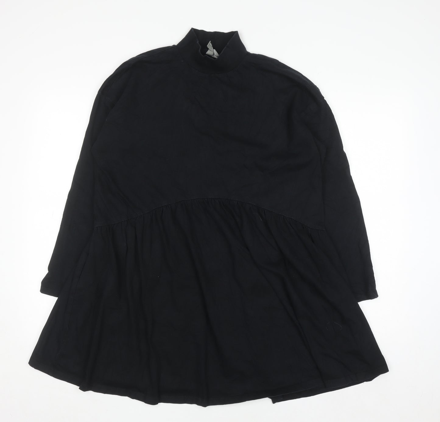 ASOS Women Black Size 12 Shift Dress Long Sleeve High Neck