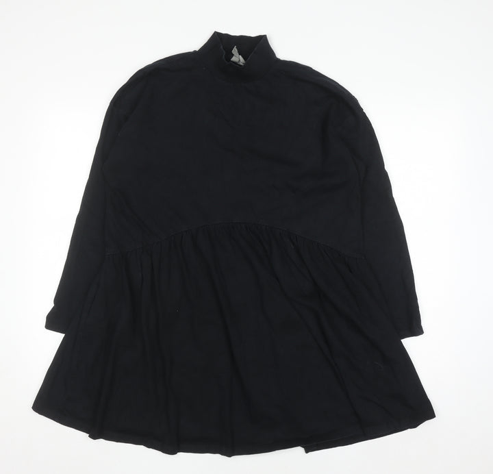 ASOS Women Black Size 12 Shift Dress Long Sleeve High Neck