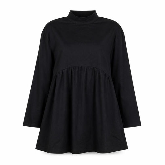 Front view of ASOS Women Black, size 12, Shift Dress Long Sleeve High Neck