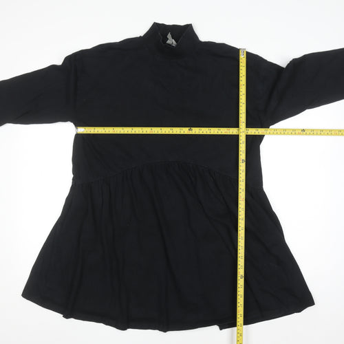 ASOS Women Black Size 12 Shift Dress Long Sleeve High Neck