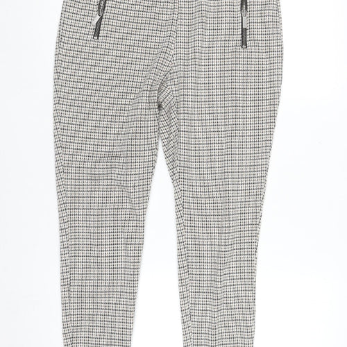 Next Women Grey Check Slim Tapered Trousers Size 14R