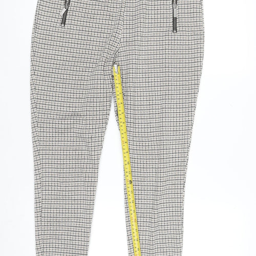 Next Women Grey Check Slim Tapered Trousers Size 14R