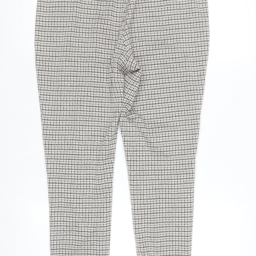 Next Women Grey Check Slim Tapered Trousers Size 14R