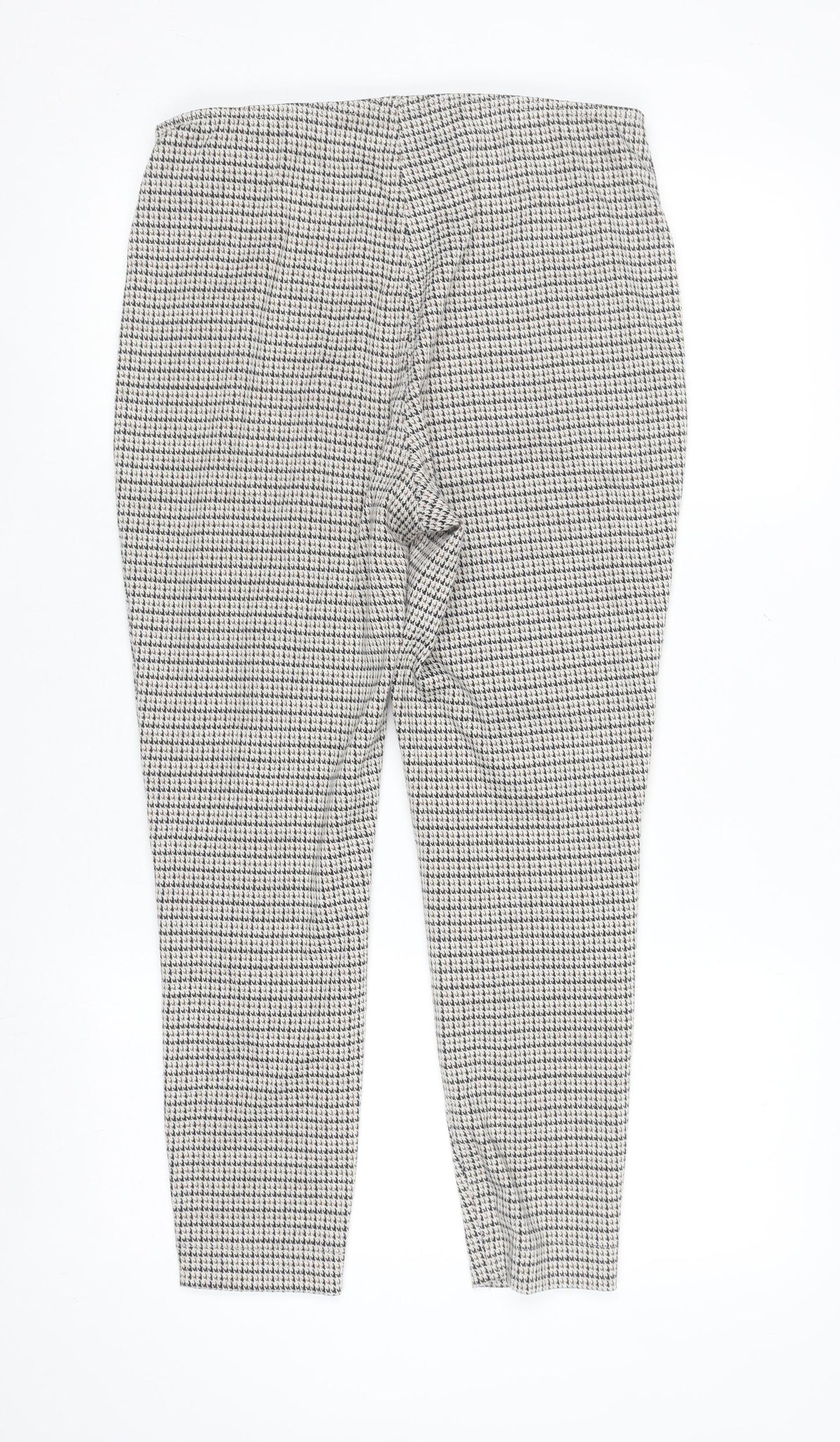 Next Women Grey Check Slim Tapered Trousers Size 14R