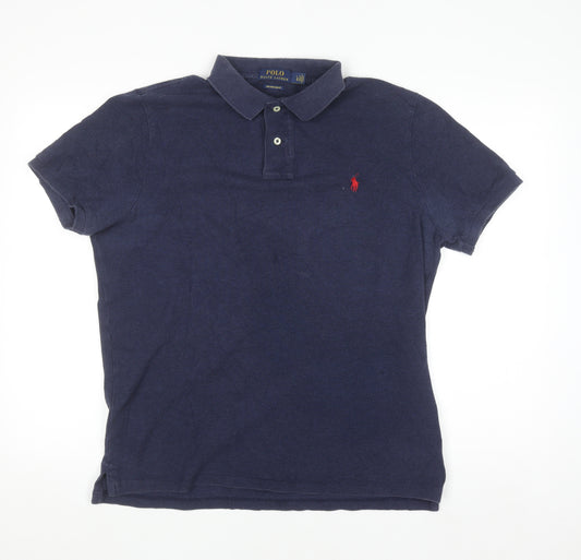 Ralph Lauren Men's Blue Slim Fit Cotton Polo Shirt Size L