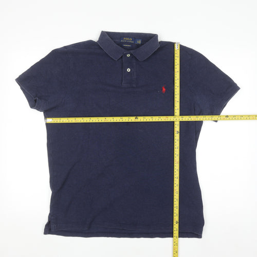 Ralph Lauren Men's Blue Slim Fit Cotton Polo Shirt Size L