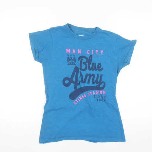 MCFC Women's Blue Army T-Shirt Size 12 Blue Short Sleeve Crew Neck