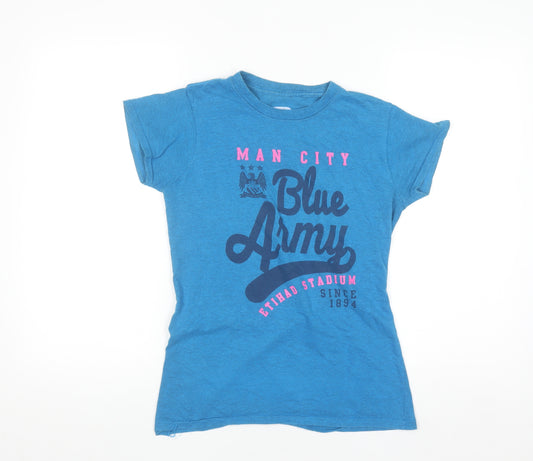 MCFC Women's Blue Army T-Shirt Size 12 Blue Short Sleeve Crew Neck