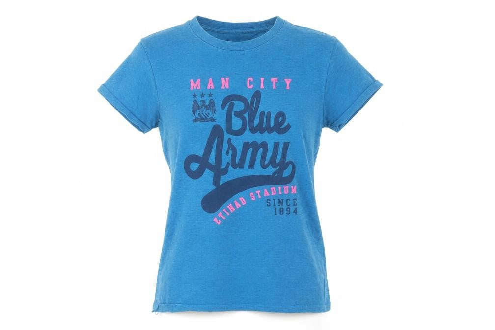 MCFC Women's Blue Army T-Shirt Size 12 Blue Short Sleeve Crew Neck