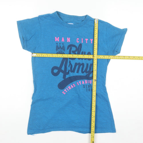MCFC Women's Blue Army T-Shirt Size 12 Blue Short Sleeve Crew Neck