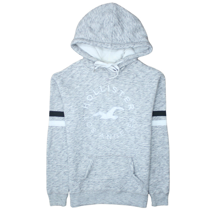 Hollister Men's Grey XS Pullover Hoodie with Logo Design