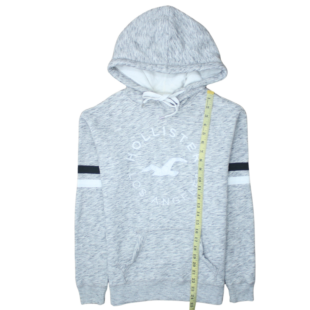 Hollister Men's Grey XS Pullover Hoodie with Logo Design